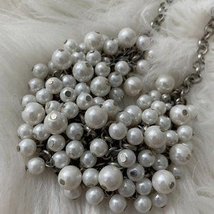 Banana Republic Factory faux pearl cluster silver necklace